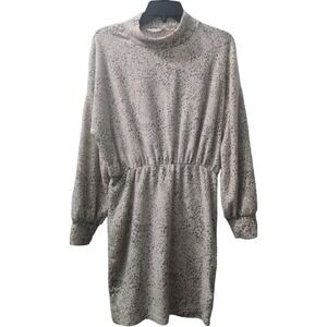 Gilli Mini Dress Leopard Print Long‎ Sleeve Mock Neck Casual Dress
